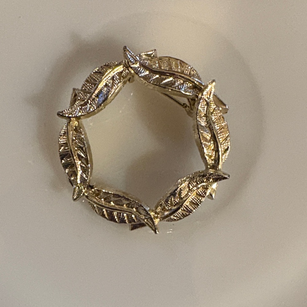 Source Unknown Gold and Silver Leaf Brooch